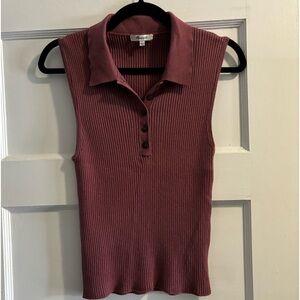 Madewell ribbed sleeveless polo. Size L. Plum.